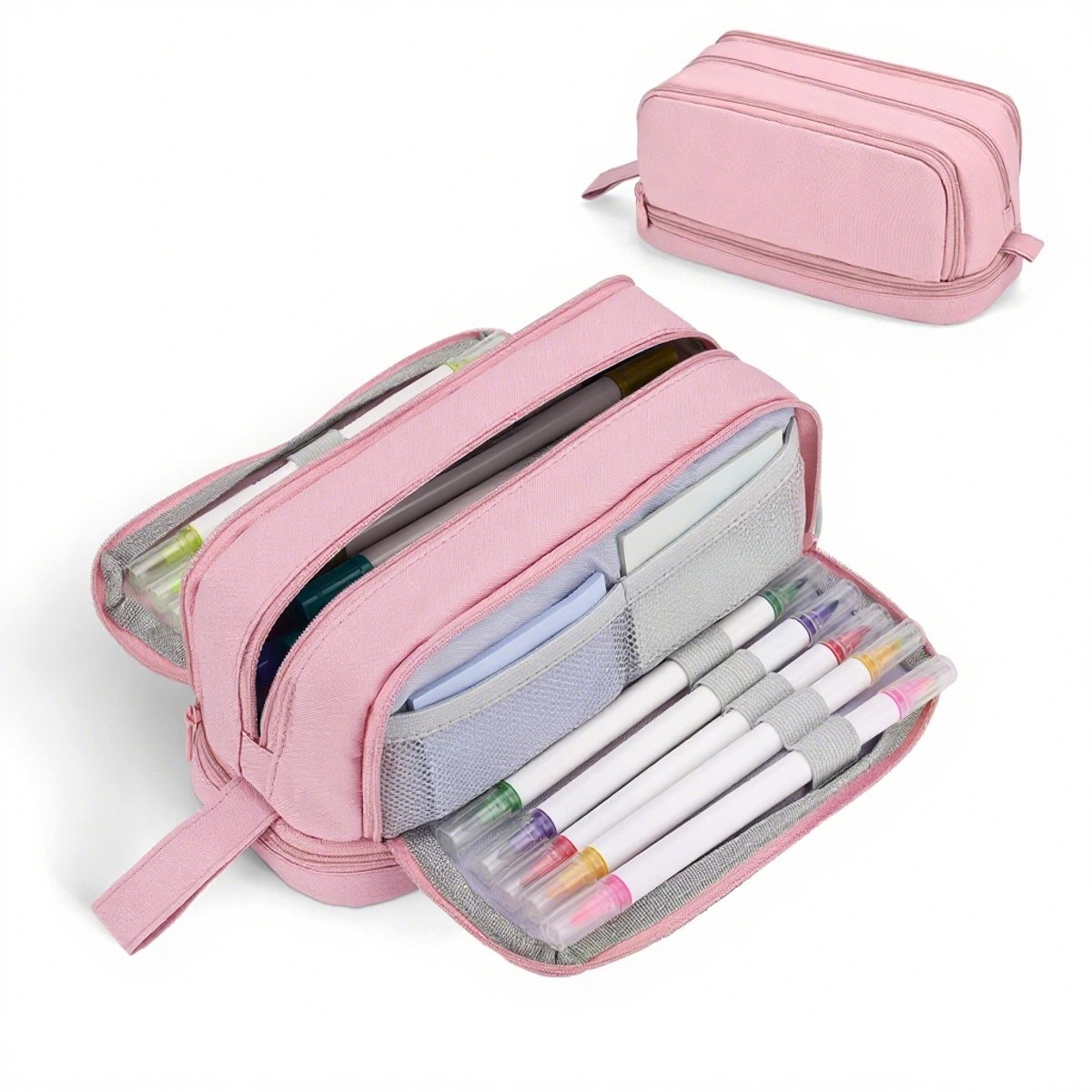 Pencil Case - Pencil Case - Pencil Case for Boys and Girls - Multifunctional Compartment Pencil Case - School Supplies - 22x11x9.5cm - Pink