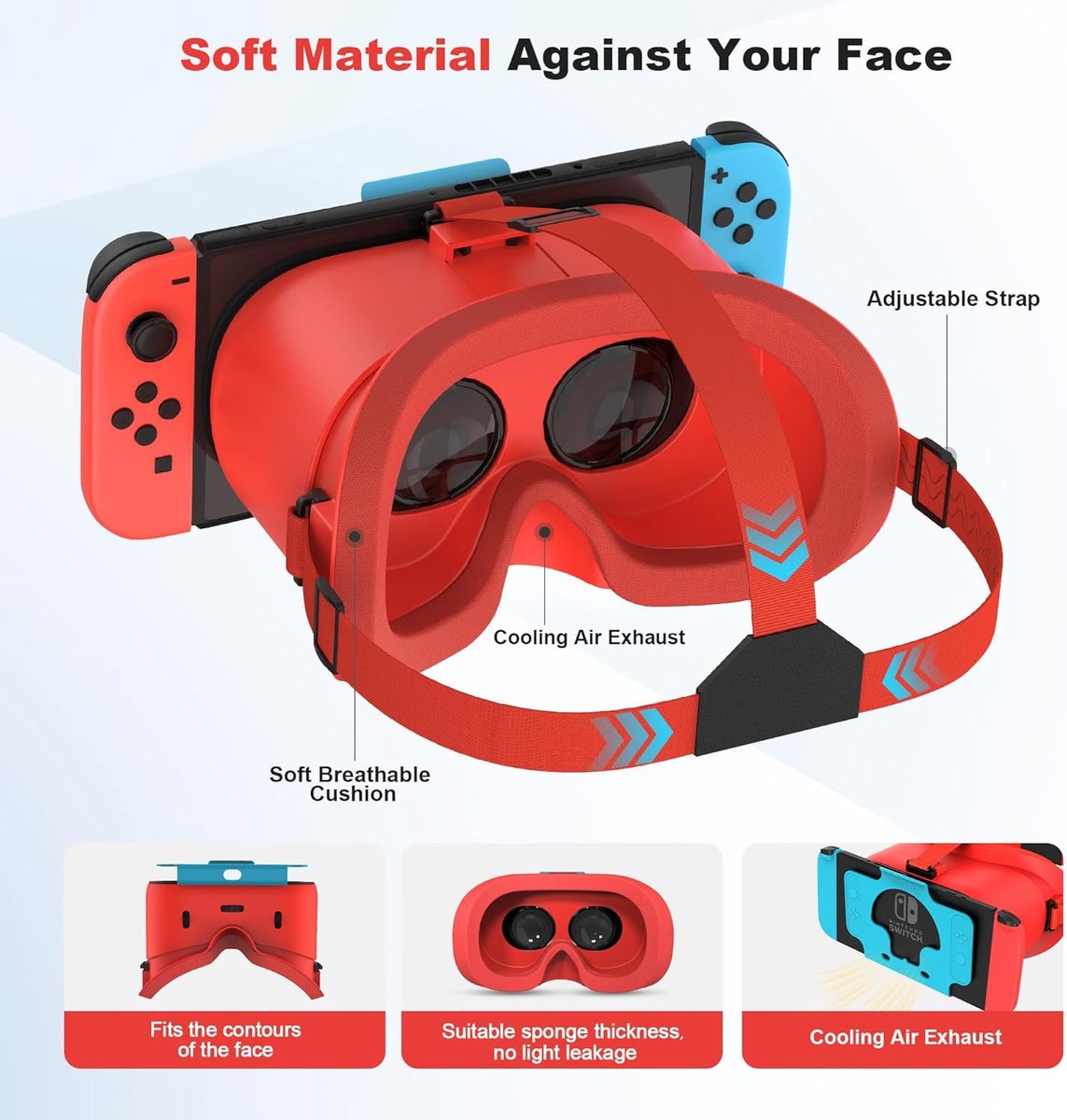 Compatible with Nintendo Switch VR headsets and OLED models, VR virtual reality glasses with adjustable HD lenses, comfortable headband, suitable for Nintendo Switch OLED VR 3D gaming glasses, suitable for boys