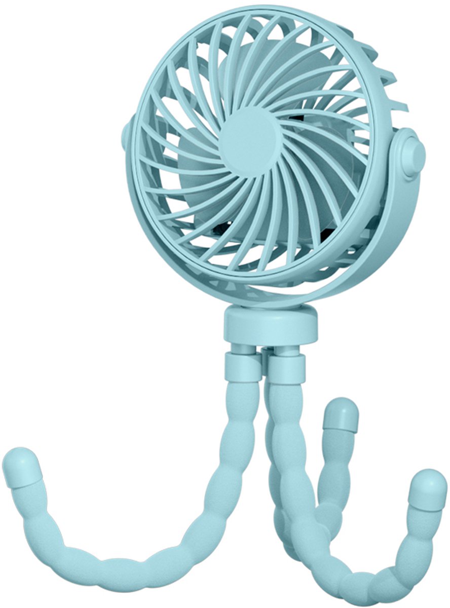 Handheld Fan - Rechargeable Portable Fan - Blauw - Cordless Table Fan - Mini Stroller Fan - 3 Modes - Mini Fan - Festival Fan - Octopus Fan
