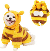 Dog Coat - Fleece Hoodie - Autumn and Winter Dog Clothes - Bumblebee Dog Costume - Cold Weather Coat - Fun Bee Dog Costume - Perfect for Christmas and Halloween - Yellow - Medium M
