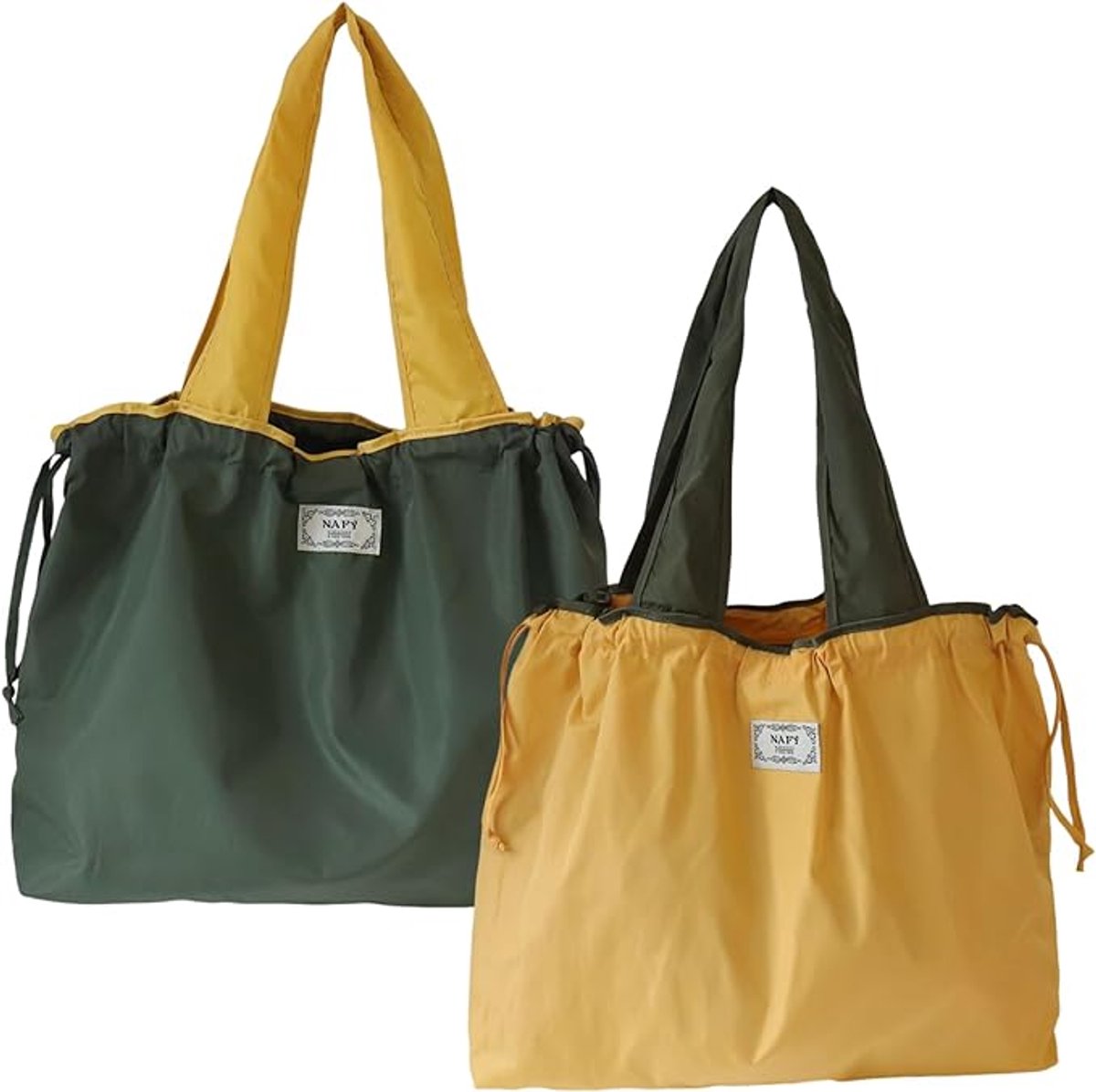 tote bag, shopping bag, foldable shopping bag, set of 2 shopping bags, washable drawstring shopping bag, foldable shopping bag, large tote bag, reusable nylon, foldable shopping bag, camping bag