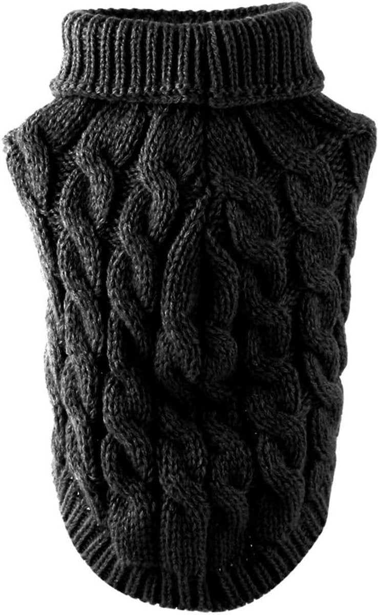 Dog Coat - Dog Sweater Vest - Warm Dog Coat - Winter Dog Sweater - Soft Knitted Wool Dog Clothes - Crochet Coat - Perfect for Small Dogs - Medium-Sized Dogs - Size M - Black