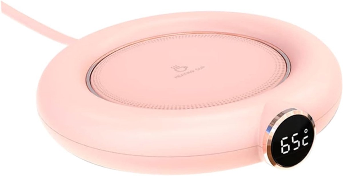 Mug or cup warmer - Heating plate - Coffee cup warmer - Tea cup warmer - Thermal heating plate - Heated coaster - USB coffee warmer for home, office, or desk use - Pink