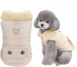 Dog Coat - Extreme Cold Weather Coat - Winter Dog Coat - Warm Dog Coat - Windproof Dog Coat - Velvet Dog Coat - Thick Winter Clothing - Fur Collar - Perfect for Dogs - Size XXL - Khaki