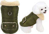 Dog Coat - Extreme Cold Weather Coat - Winter Dog Coat - Warm Dog Coat - Windproof Dog Coat - Velvet Dog Coat - Thick Winter Clothing - Fur Collar - Perfect for Dogs - Size XXL - Green
