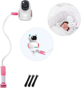 Babyfoon Camera Mount, Camera Holder, Baby Monitor Mount with 3 Straps, No Drilling Required, Flexible and Adjustable, Universal Baby Monitor Mount, Compatible with Most Baby Monitors (Pink)