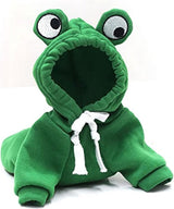 Dog Coat - Warm Winter Dog Clothes - Cute Frog Dog Coat - Hooded Sweatshirt - Warm Dog Coat - Fleece Dog Clothes - Perfect for French Bulldogs - Chihuahuas - Green - Size L