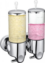 Soap dispenser - silver - 2 reservoirs - 2 x 500ml - wall-mounted - soap pump - soap holder - bathroom and sink - shampoo dispenser