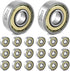 20 608zz ball bearings - Miniature deep groove ball bearings, double metal shielding - For skateboards, scooters, inline skates, 8 mm x 22 mm x 7 mm