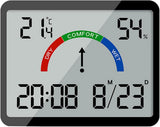 Wekker - Weather Station - Room Thermometer - Digital Alarm Clock - Shower Timer - Kitchen Thermometer - Ultra-Thin Digital Wall Clock - Battery Operated Suction Cup - Suitable for Refrigerators and Walls - Christmas Gift - Black