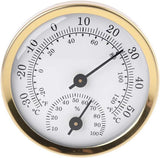 Indoor Thermometer - Outdoor Thermometer - Hygrometer - Weather Station - Thermometer Hygrometer - Air Temperature Display - 58 mm - Gold + White - Desktop