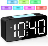 Digital Night Light - Extra Powerful - 7-Color Night Light - Ideal for Heavy Sleepers - Adjustable Volume and USB Charging - Place on the Bedside Table - Black