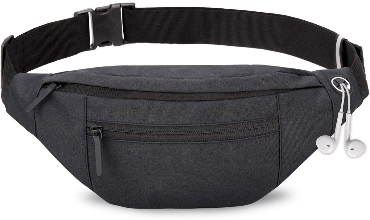 Fanny pack - Sports fanny pack - Running belt - Large fanny pack - Men's and women's - Fanny pack - Pouch - LIGHTWEIGHT RUNNING - For travel/on the go - Dark gray