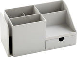 Desk Organizer - Pencil Holder - Storage - Sliding - Desk organizer, pencil holder and card holder, box and container for office, office supplies and dressing table - Gray