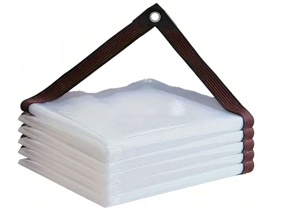 Outdoor tarpaulin - Transparent tarpaulin - Waterproof transparent tarpaulin with holes - 2 x 4 m - Suitable for outdoor terraces, chicken coops and balconies