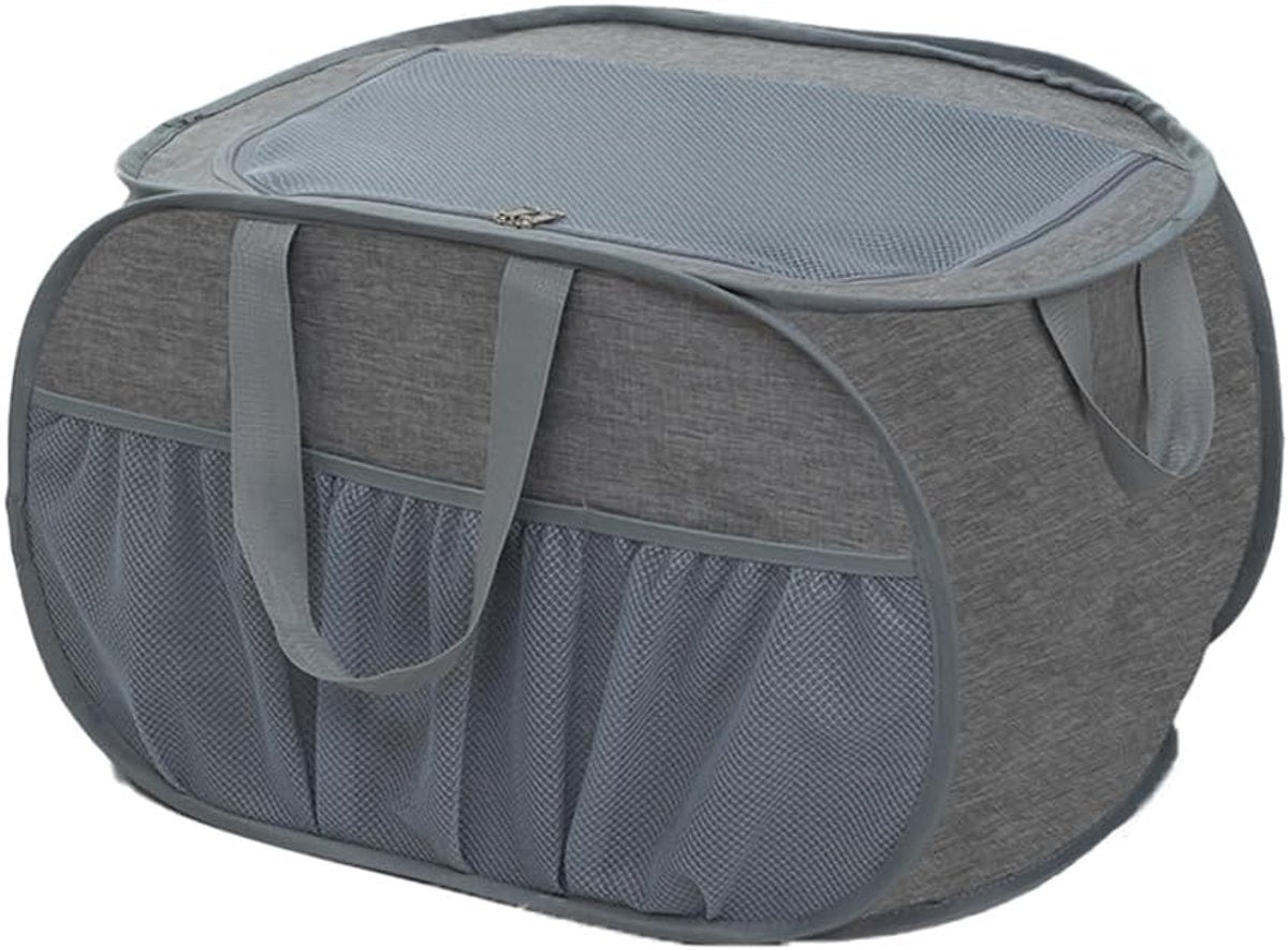 Foldable Laundry Basket - Foldable Laundry Basket with Lid - Storage Basket with Handles - Large Capacity Foldable Laundry Basket - Waterproof for Children's Room, Camping and Travel - Grey - 36 x 36 x 58 cm