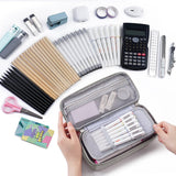 Large capacity pencil case, storage case, high-value, large capacity pencil case, stationery storage, makeup bag, office supplies, gray