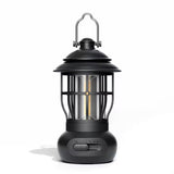Rechargeable Camping Lantern – Retro Camping Lamp – Dimmable COB Hanging Light for Tent, Camping, Fishing, Hiking, etc. – Black