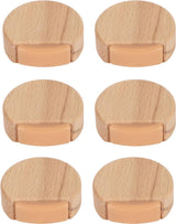 Round wooden doorstop, shockproof and anti-slip, set of 6, 4.5 x 4.2 x 1.6 cm, for floor and parquet, light brown, 45 x 42 x 16 mm.