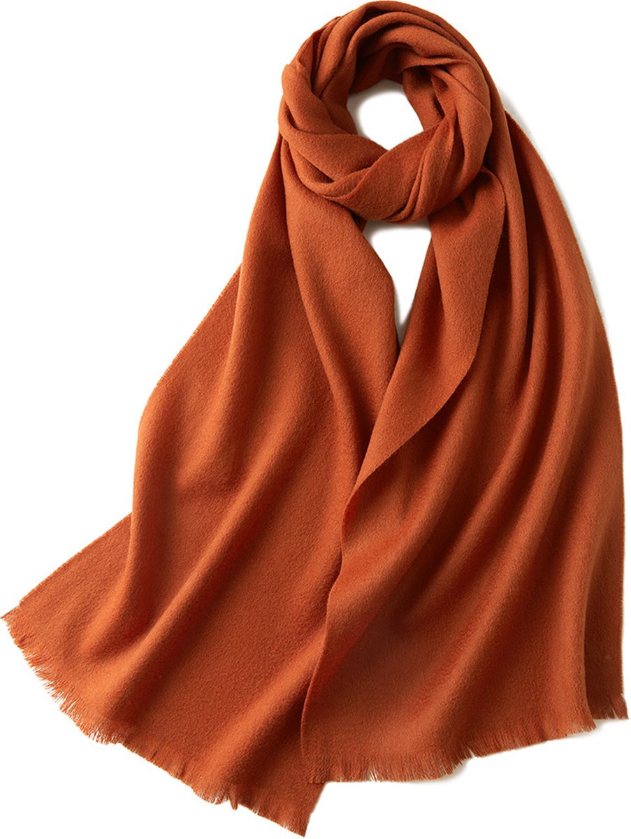 Warm and soft autumn and winter scarf, warm and lightweight scarf, versatile unisex plain wool scarf (32x190cm) - orange