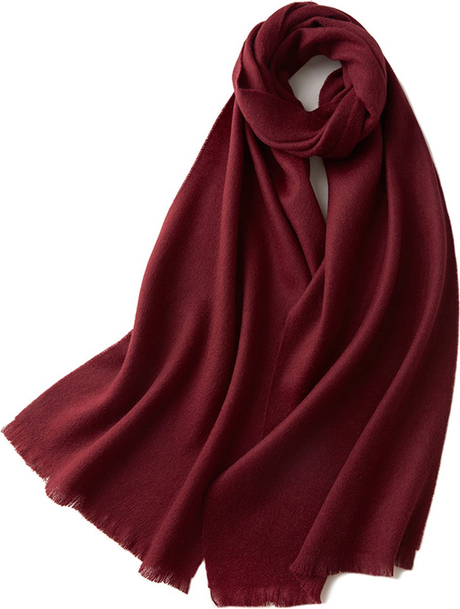 Warm and soft scarf for autumn and winter, warm and lightweight scarf, versatile unisex plain wool scarf (32x190cm) - wine red