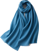 Warm and soft scarf for autumn and winter, warm and lightweight scarf, versatile unisex plain wool scarf (32x190cm) - blue