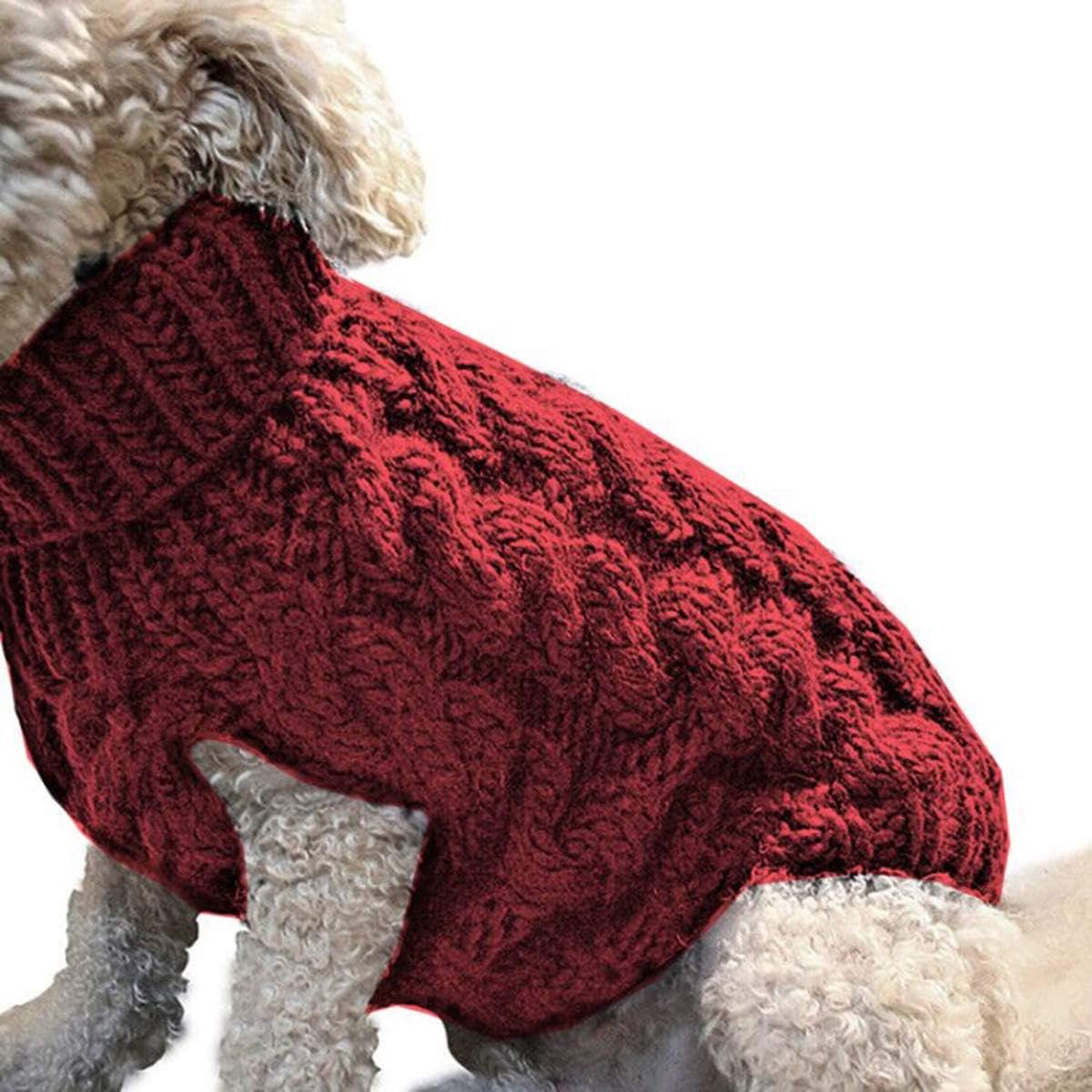 Dog Coat - Dog Sweater Vest - Warm Dog Coat - Winter Dog Sweater - Soft Knitted Wool Dog Clothes - Crochet Coat - Perfect for Small Dogs - Medium-Sized Dogs - Size M - Red