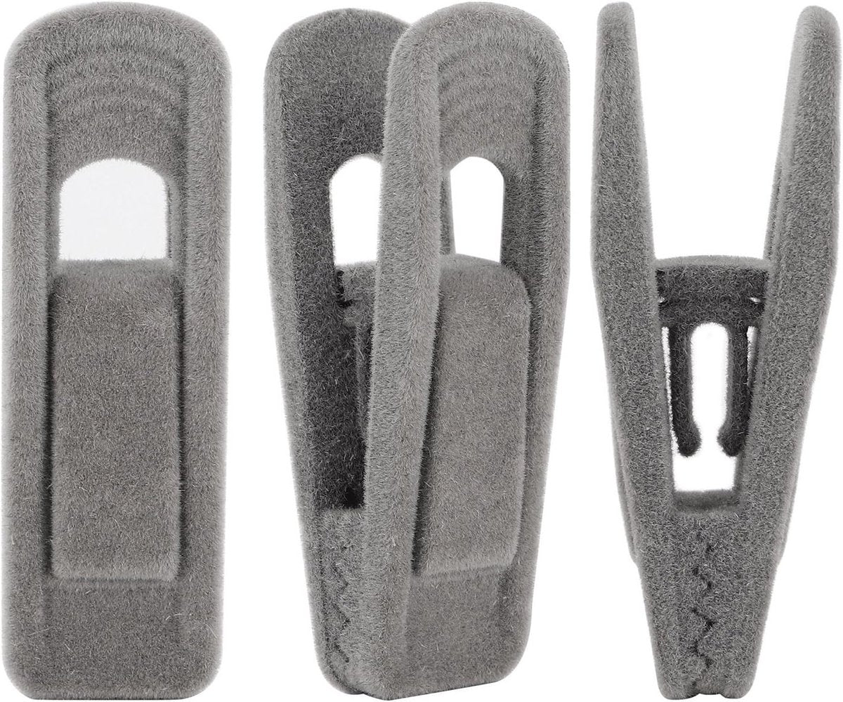 Set of 20 velvet clothespins, flocked clothespins, perfect for use with narrow velvet pendants – Grijs
