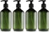 Set of 4 pump bottles 500 ML, green transparent plastic soap dispenser, refillable shampoo bottle.