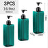 Set of 3 Pump Bottles, 500 ML, Turquoise Plastic Soap Dispenser, Refillable Shampoo Bottle.