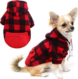 Dog Coat - Plaid Sweater - Warm Dog Coat - Zippered Pockets - Soft Brushed Fleece Hoodie - Winter Coat for Small Dogs - Perfect from Sizes S to 3XL - Warm Dog Clothes - Dog Outerwear