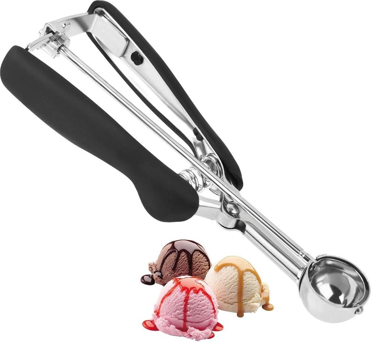 Stainless steel ice cream scoop – Spherical scoop for fruit, cookies and ice cream sorbets