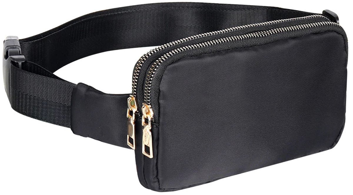 Fanny pack - Women's fanny pack - Men's fanny pack - Fanny packs for men and women - Black City fanny pack with two pockets - Suitable for outdoor activities, fitness, shopping, running, walking, travel, cycling