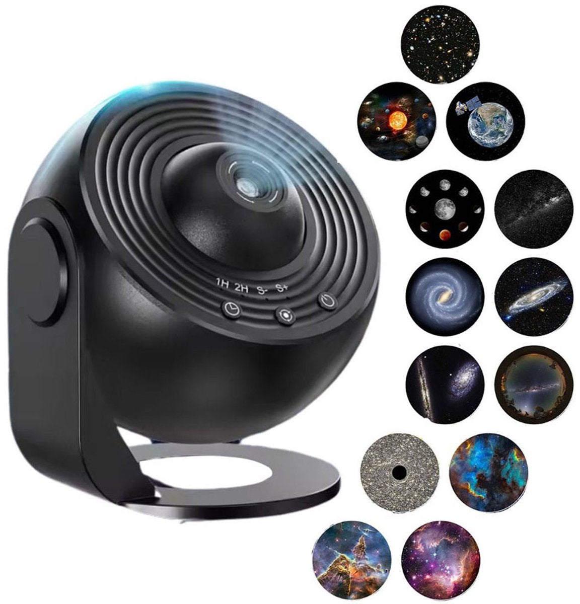 360° Starry Sky Night Projector with Solar System, Moon, Nebula, Milky Way, and Astronaut - Projector for Children and Adults - Mood Light - Bedroom Mood Light - Star Projector - Galaxy Projector - Starry Sky - Black
