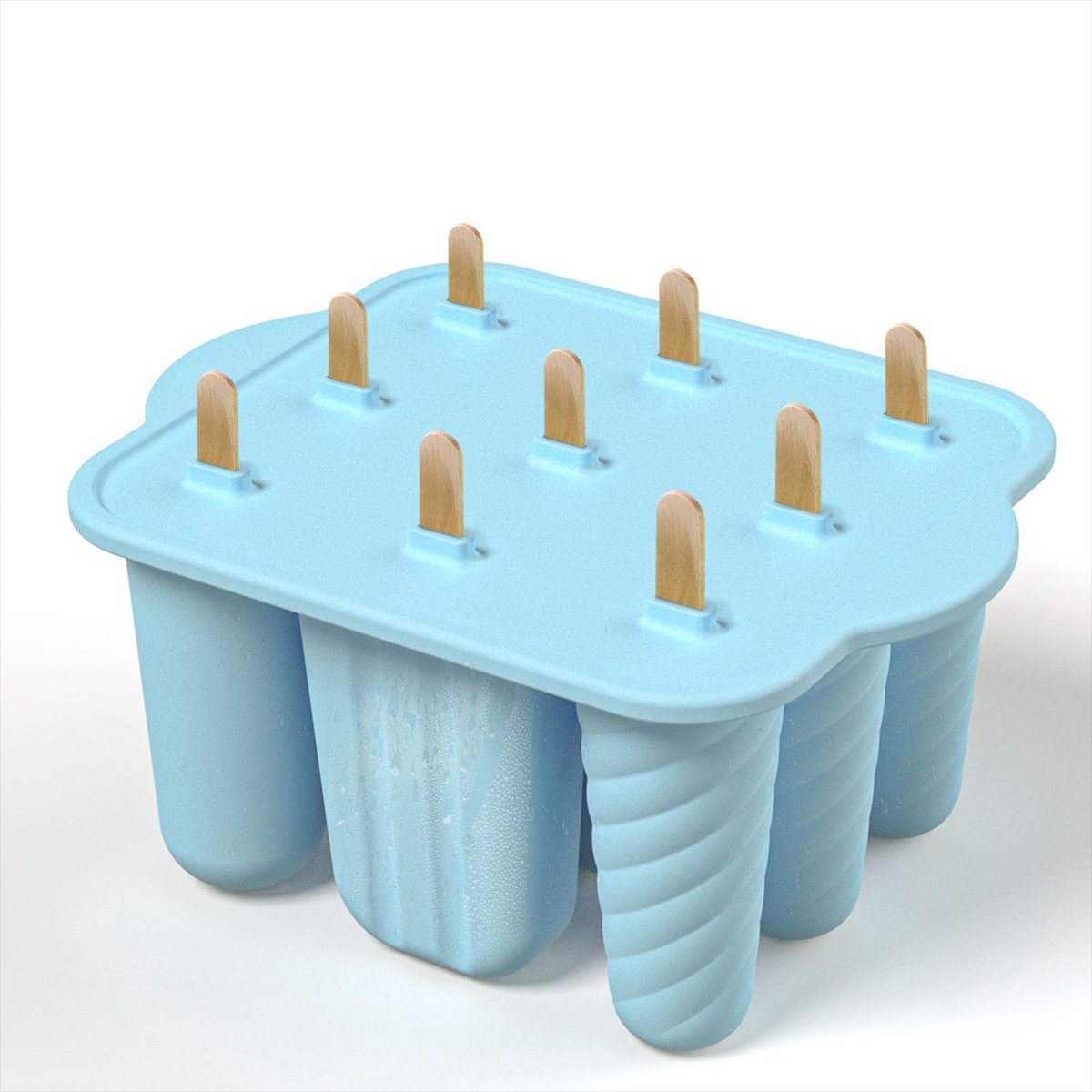 9-Cavity Ice Cream Mold - Silicone Ice Cream Mold - Ice Cream Mold - Reusable Ice Cream Mold - Easy to Disassemble - BPA-Free Ice Cream Maker for Kids - Ice Cream Mold - DIY Ice Cream Mold - Blue