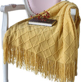 Blanket - Cuddly blanket - Soft blanket - Soft knitted wool blanket - Fringed blanket - Cute blanket - Sofa throw - Sleeping blanket - Khaki - 130 x 180 cm