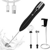 Milk frother - electric milk frother - electric milk frother - milk frother - rechargeable manual milk frother - with 3 speeds for coffee - black frother