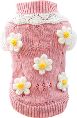 Dog Coat - Dog Sweater - Sweater for Small Dogs - Dog Sweater with an Adorable Floral Girl Design - Winter Knitted Sweater - Lightweight and Warm Cat Sweater - Birthday - Party Decoration - Christmas - Size XL