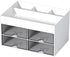 Multifunctional desk organizer with 4 drawers and pen holders, makeup organizer, for teachers, office, school, home, table decoration, white