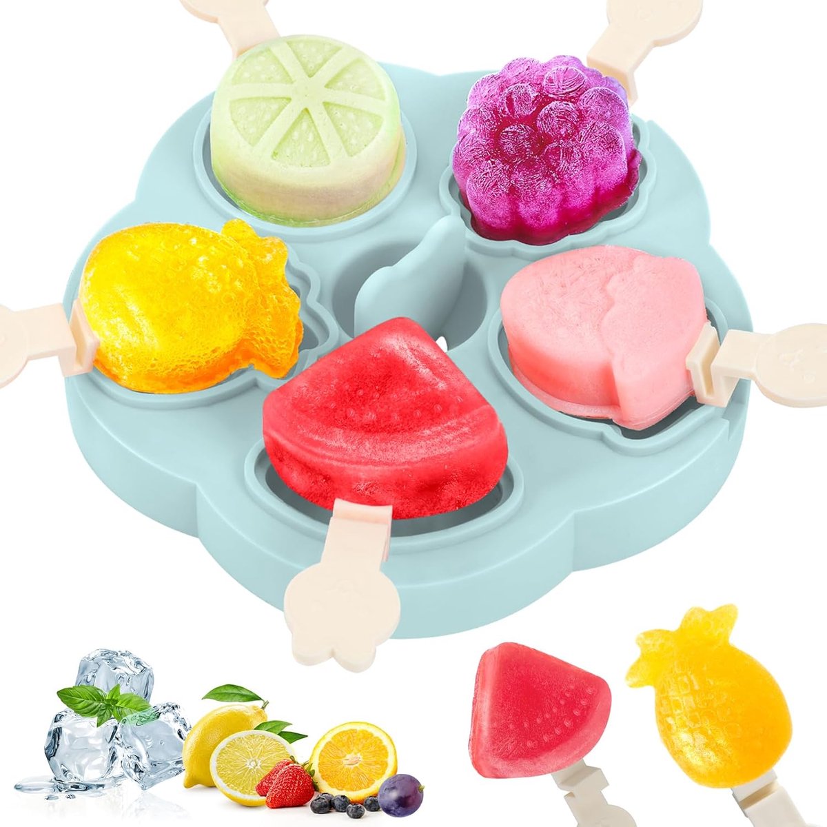 Silicone Ice Cube Trays - 5 Mesh Ice Cube Trays - BPA-Free, Safe for Children and Babies - Mini Ice Cube Trays - Ice Cube Trays with Handles and Lids - Reusable Ice Cube Trays for Kids