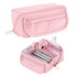 Pencil case - Pencil case for boys and girls - 20x8.5x8.5 cm - Canvas - Linen - Large capacity - School pencil case - pink