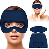 Migraine Relief Hat - Eye Mask - Cooling Eye Mask - Headache Relief - Hot & Cold Pack - 3-in-1 Pain Relief Mask - with Removable Eye Mask - Reusable - Migraine Relief Hat - Blue