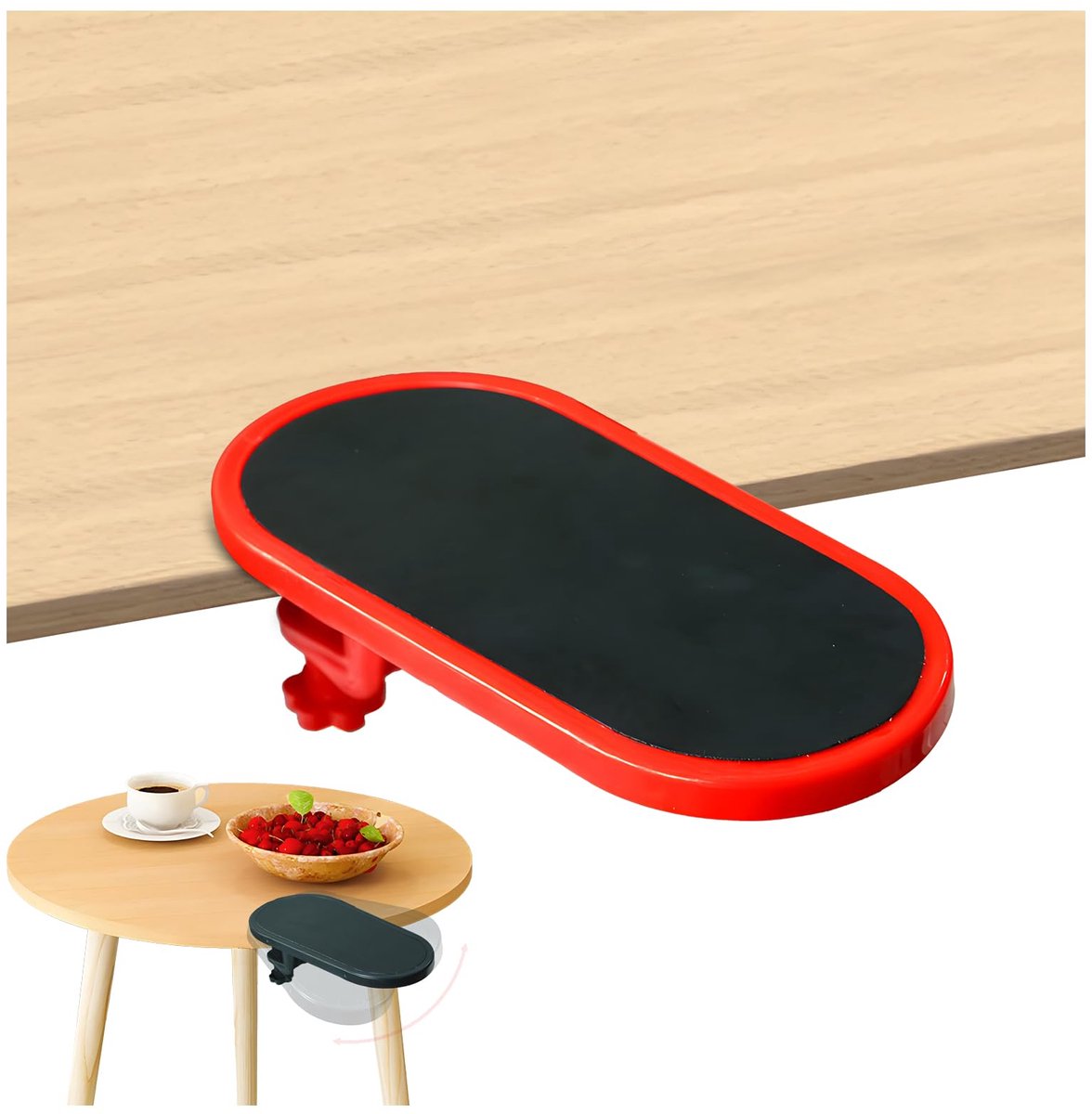 Ergonomic desk with armrests - Wrist rest - Adjustable wrist rest for computer and laptop - Comfortable and universal - Shoulder and wrist relief - For home and office - Red