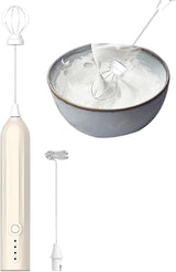 Milk Frother - Electric Milk Frother - Manual Milk Frother - Rechargeable Milk Frother - Mini Whisk - 3-Speed USB Rechargeable Milk Frother - For Lattes, Cappuccinos, Coffee Cream, Hot Chocolate Eggs - Milky White