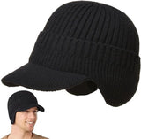 Beanie - Men's Beanie - Winter Beanie - Knitted Beanie - Ski Beanie - Thick Beanie - Thermal Protection for Outdoors - Elastic Earflaps - Skiing - Snowboarding - Cycling - Walking - Black - Gift Idea for Him/Her