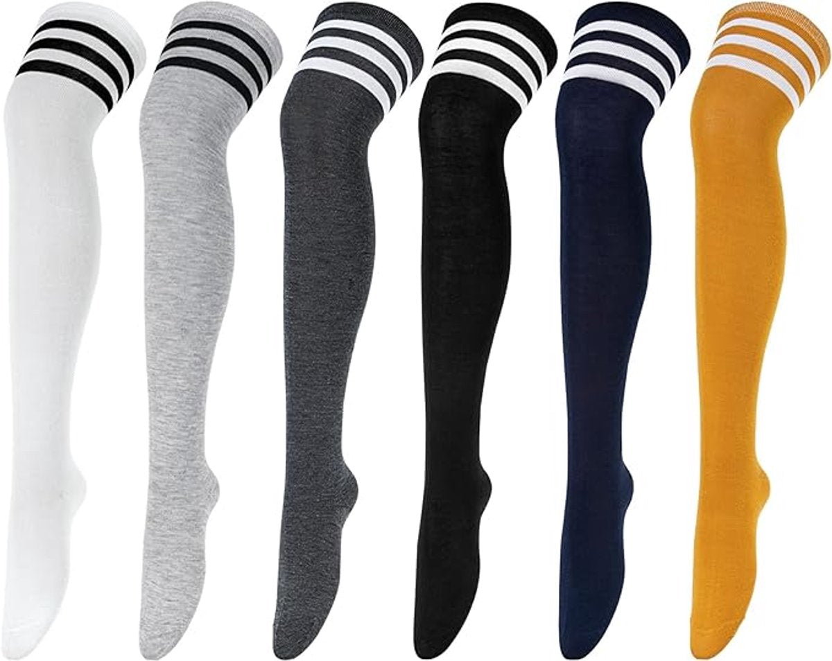 Socks - Women's Knee-High Socks - High Knee-High Socks - Sexy Socks - Women's Knee-High Socks - Stockings - Leg Warmers - Casual Outfit - Role Play - 6 Pairs