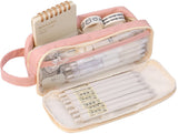 Pencil Case - Large Capacity - Waterproof and Expandable - Pencil Case for Boys and Girls - School Supplies - Suitable for Stationery, Makeup, Cosmetics, Travel, and Office Supplies - Pink