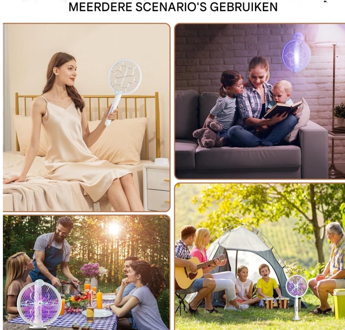 Electric Mosquito Swatter - Electric Fly Swatter - 2-in-1 Super Power V Electric Fly Swatter - 1200 mAh - Rechargeable Electric Fly Swatter - 180° Rotation - Type-C Charging Cable