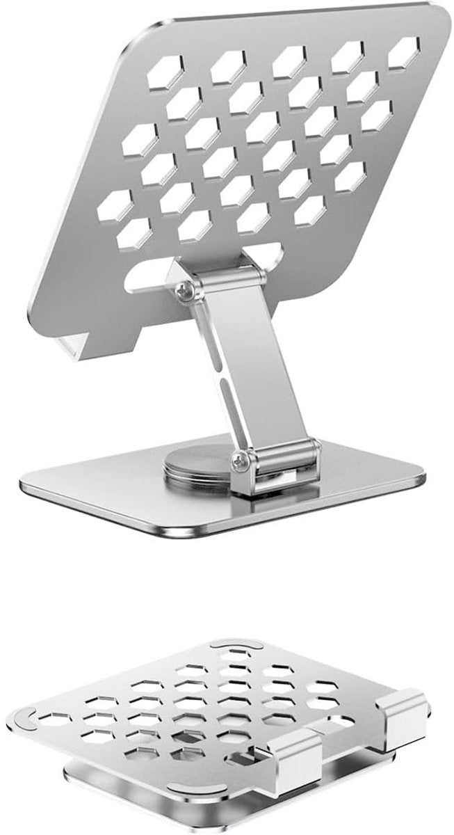 Universal tablet stand - Adjustable elasticity - Foldable at multiple angles (silver)