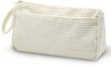 Corduroy Pencil Case - Pretty pencil case with a practical zipper - Makeup bag - Suitable for school-aged teenagers, boys and girls - white